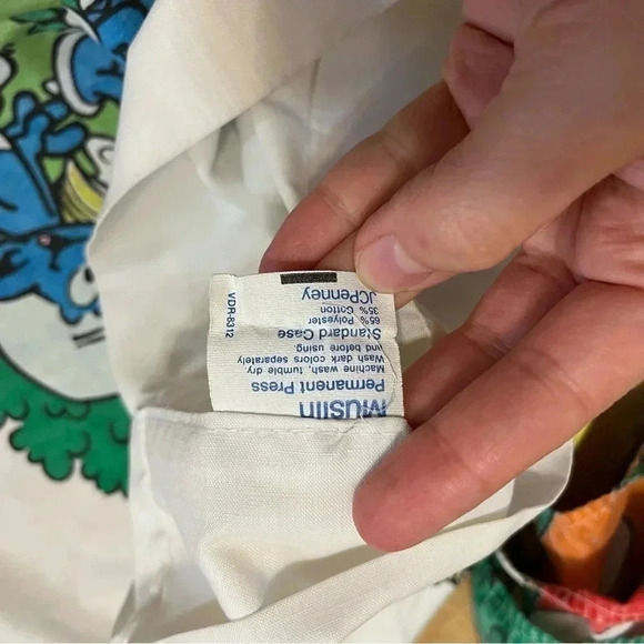 Vtg. 1983 SMURFS Village Twin Fitted & Flat Sheet Pillowcase Set Muslin - Picture 6 of 6